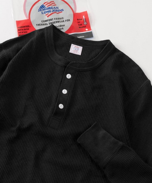 JEMORGAN（ジェーイーモーガン）の「【87】【JEMORGAN/ジェーイーモーガン】ワッフル/フライス ヘンリーネック ロングスリーブ Tシャツ/無地T/パックT/インナーウェア（Tシャツ/カットソー・メンズ・グレー/オフホワイト/カーキ/ネイビー/ホワイト/ブラック/チャコールグレー/ホワイト系その他/ダークグレー/ブラック系その他/グレー系その他・M/L/XL/S）」の5枚目の写真