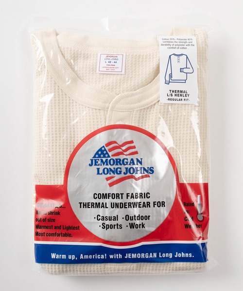 JEMORGAN（ジェーイーモーガン）の「【87】【JEMORGAN/ジェーイーモーガン】ワッフル/フライス ヘンリーネック ロングスリーブ Tシャツ/無地T/パックT/インナーウェア（Tシャツ/カットソー・メンズ・グレー/オフホワイト/カーキ/ネイビー/ホワイト/ブラック/チャコールグレー/ホワイト系その他/ダークグレー/ブラック系その他/グレー系その他・M/L/XL/S）」の12枚目の写真