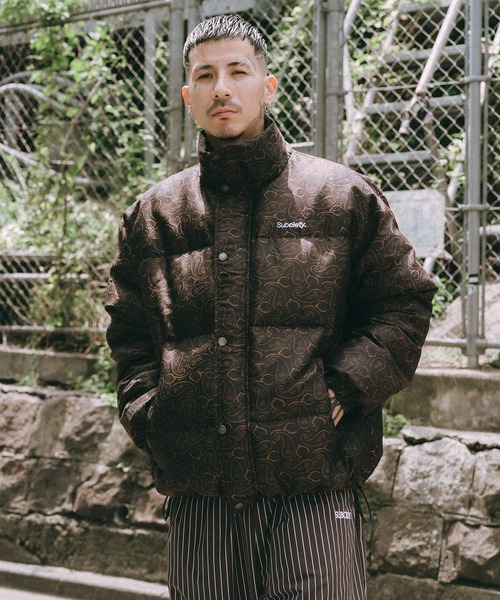 Subciety ブラウン ダウンジャケット ペイズリー セール】Essential down jkt（ダウンジャケット/コート