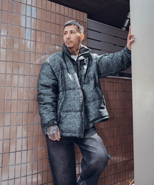 Subciety ブラウン ダウンジャケット ペイズリー Subciety ブラウン ダウンジャケット ペイズリー