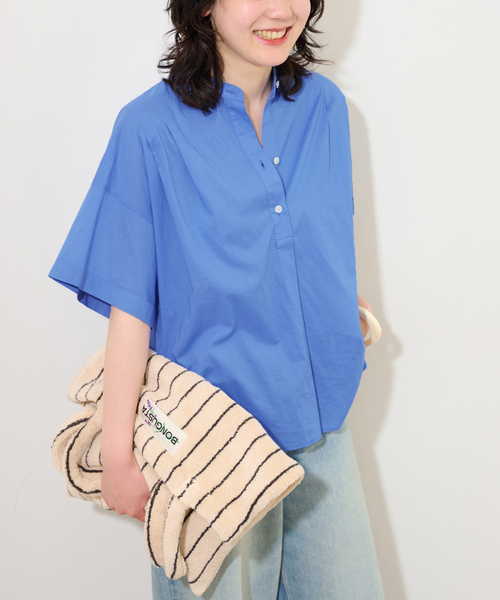 JOURNAL STANDARD relume(ジャーナルスタンダード レリューム)の「コットンボイルタックワイドプルオーバー(シャツ/ブラウス・レディース・ネイビー/イエロー/ホワイト×ホワイト/ブルー・FREE)」の3枚目の写真