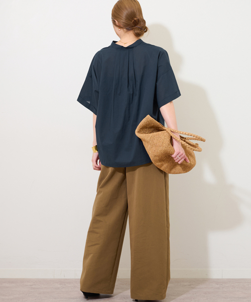 JOURNAL STANDARD relume(ジャーナルスタンダード レリューム)の「コットンボイルタックワイドプルオーバー(シャツ/ブラウス・レディース・ネイビー/イエロー/ホワイト×ホワイト/ブルー・FREE)」の10枚目の写真