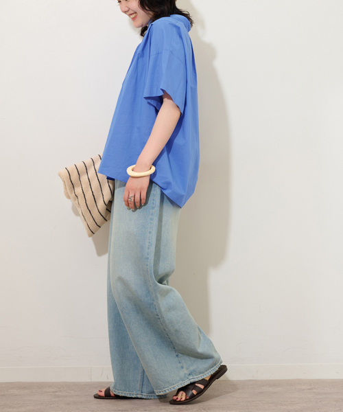 JOURNAL STANDARD relume(ジャーナルスタンダード レリューム)の「コットンボイルタックワイドプルオーバー(シャツ/ブラウス・レディース・ネイビー/イエロー/ホワイト×ホワイト/ブルー・FREE)」の17枚目の写真