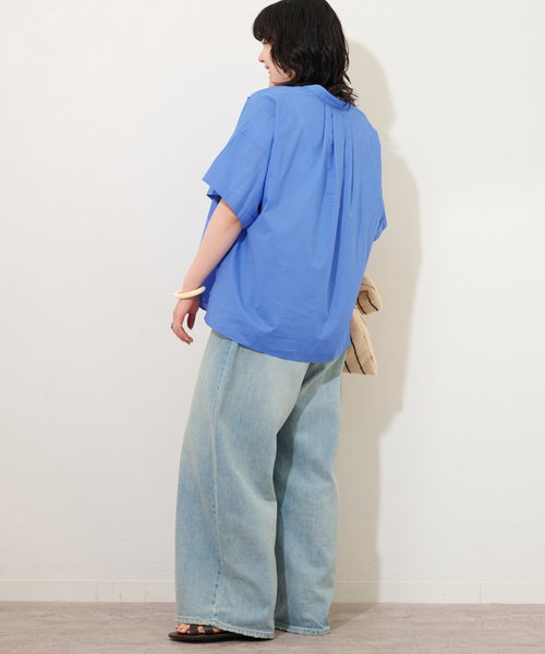 JOURNAL STANDARD relume(ジャーナルスタンダード レリューム)の「コットンボイルタックワイドプルオーバー(シャツ/ブラウス・レディース・ネイビー/イエロー/ホワイト×ホワイト/ブルー・FREE)」の18枚目の写真