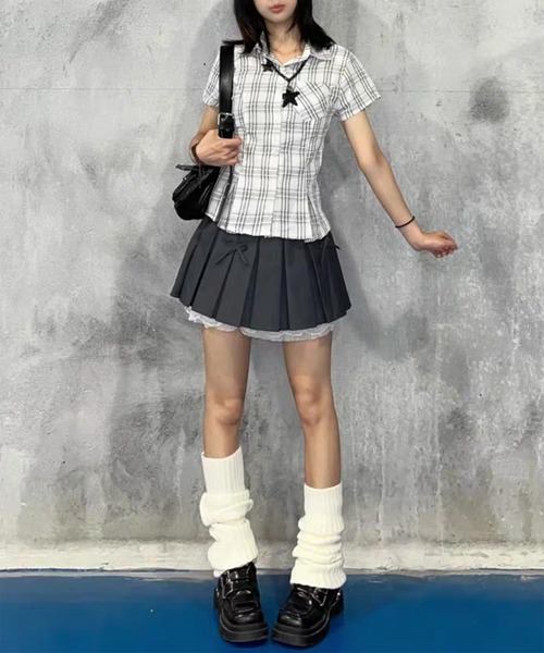 AsheKsha（アシクシャ）の「【新作】アメリカンレトロスタイルフィットポロネック半袖シャツ（Tシャツ/カットソー・レディース・ピンク/グレー/ブルー・M）」の11枚目の写真