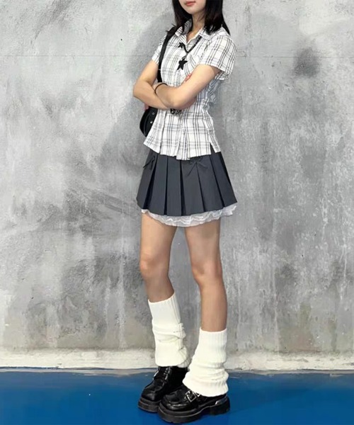 AsheKsha（アシクシャ）の「【新作】アメリカンレトロスタイルフィットポロネック半袖シャツ（Tシャツ/カットソー・レディース・ピンク/グレー/ブルー・M）」の14枚目の写真