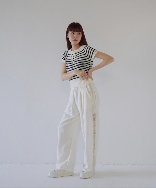 Uenui(ウニュイ)の「【 cunii 】 リボン付きレース編みニットトップス(Tシャツ/カットソー・レディース・その他1/ホワイト・FREE)」の15枚目の写真