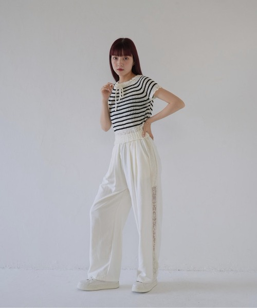 Uenui(ウニュイ)の「【 cunii 】 リボン付きレース編みニットトップス(Tシャツ/カットソー・レディース・その他1/ホワイト・FREE)」の17枚目の写真
