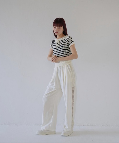 Uenui(ウニュイ)の「【 cunii 】 リボン付きレース編みニットトップス(Tシャツ/カットソー・レディース・その他1/ホワイト・FREE)」の18枚目の写真