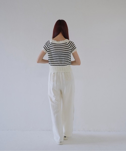 Uenui(ウニュイ)の「【 cunii 】 リボン付きレース編みニットトップス(Tシャツ/カットソー・レディース・その他1/ホワイト・FREE)」の21枚目の写真
