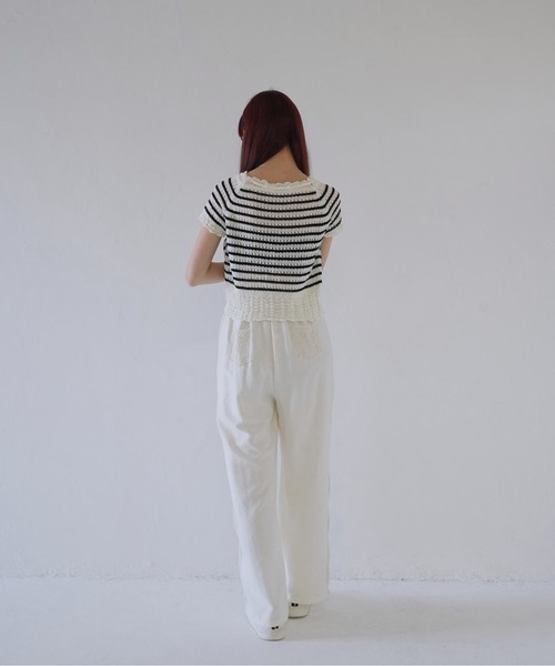 Uenui(ウニュイ)の「【 cunii 】 リボン付きレース編みニットトップス(Tシャツ/カットソー・レディース・その他1/ホワイト・FREE)」の22枚目の写真