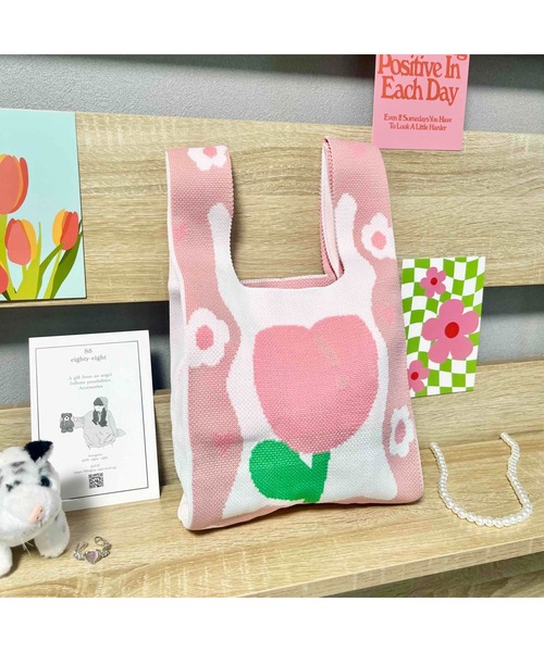tone(トーン)の「【88eighty-eight】ピンクCUTEチューリップミニニットハンドバッグ【import】(MA)(ハンドバッグ・レディース・ピンク・FREE)」の2枚目の写真