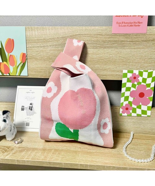 tone(トーン)の「【88eighty-eight】ピンクCUTEチューリップミニニットハンドバッグ【import】(MA)(ハンドバッグ・レディース・ピンク・FREE)」の6枚目の写真