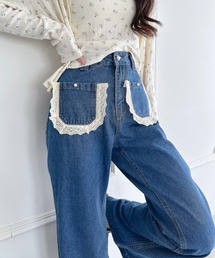 Loueme | コットンレースポケットデニムパンツ(デニムパンツ)
