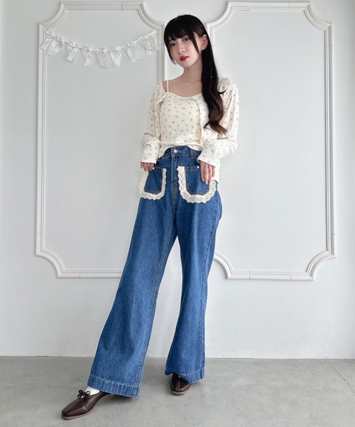 Loueme(ルエム)の「コットンレースポケットデニムパンツ(デニムパンツ・レディース・ブルー・M)」の7枚目の写真