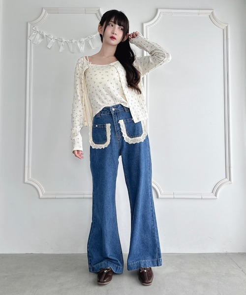 Loueme(ルエム)の「コットンレースポケットデニムパンツ(デニムパンツ・レディース・ブルー・M)」の6枚目の写真