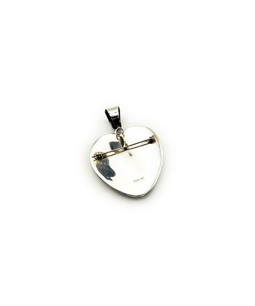 Indian Jewelry（インディアンジュエリー）の「THEATER シアター ビッグハートシェイプデザインターコイズペンダントトップ Made in USA（チャーム・レディース・シルバー・FREE）」の5枚目の写真