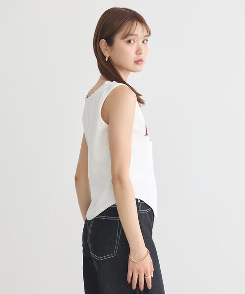 earth music&ecology（アースミュージックアンドエコロジー）の「フリルロゴノースリーブプルオーバー（タンクトップ・レディース・オフホワイト/ブラック・FREE）」の6枚目の写真