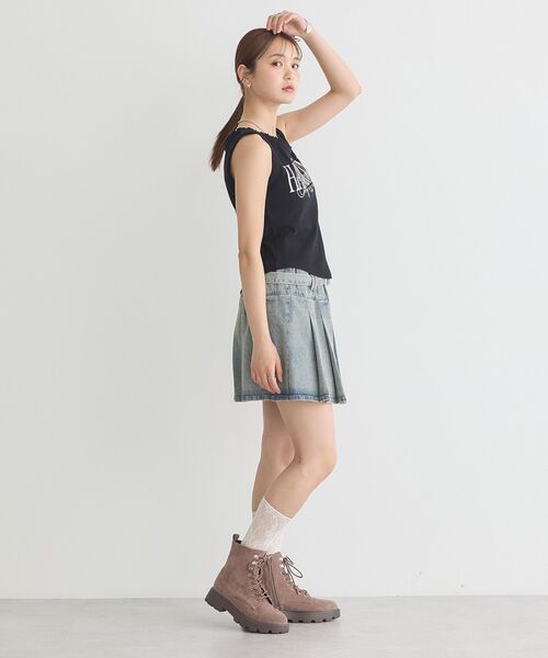 earth music&ecology（アースミュージックアンドエコロジー）の「フリルロゴノースリーブプルオーバー（タンクトップ・レディース・オフホワイト/ブラック・FREE）」の17枚目の写真