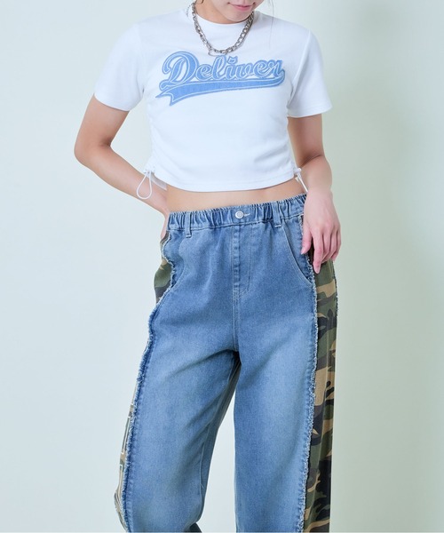 GORGE(ゴージ)の「《ドロスト×ロゴ刺繍》クロップドトップス/スポ映えデザイン(Tシャツ/カットソー・レディース・スミクロ/レッド/オフホワイト・F)」の13枚目の写真