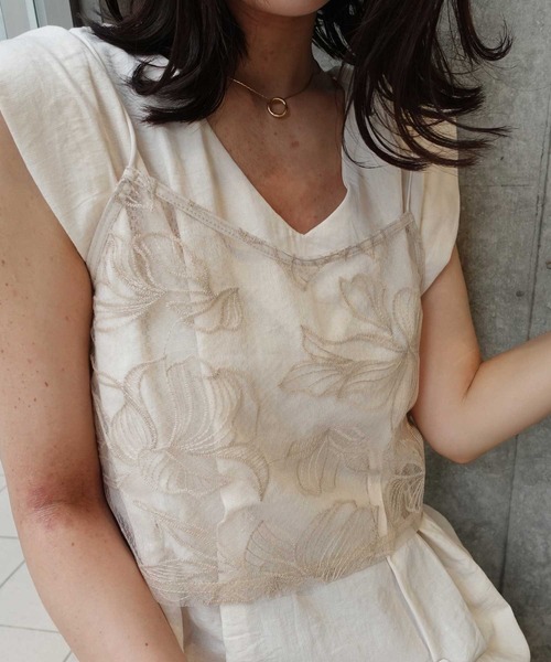 AR24310＊刺繍ビジュートップキャミドレスwhM AR24310＊刺繍ビジュートップキャミドレスwhM 【公式通販】