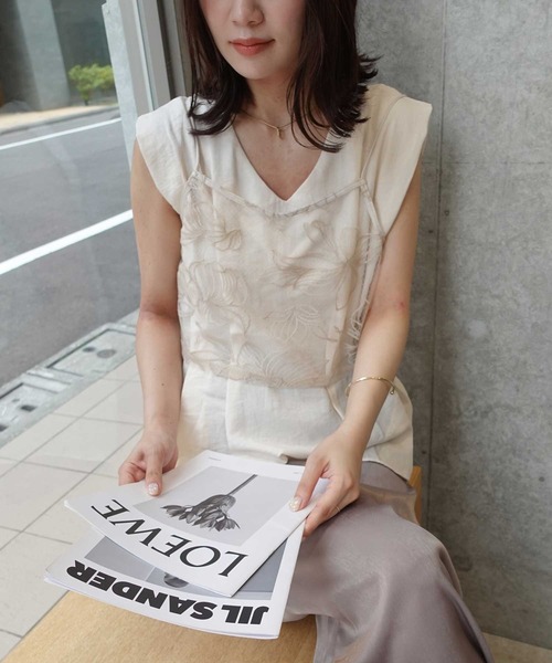 CORNERS(コーナーズ)の「チュール花柄刺繍ビスチェ【セットアップ可能】(キャミソール・レディース・ブラック/ベージュ系その他・M)」の8枚目の写真