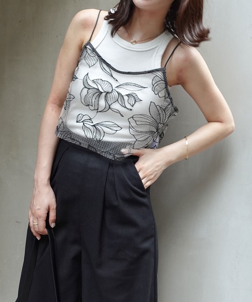 CORNERS（コーナーズ）の「チュール花柄刺繍ビスチェ【セットアップ