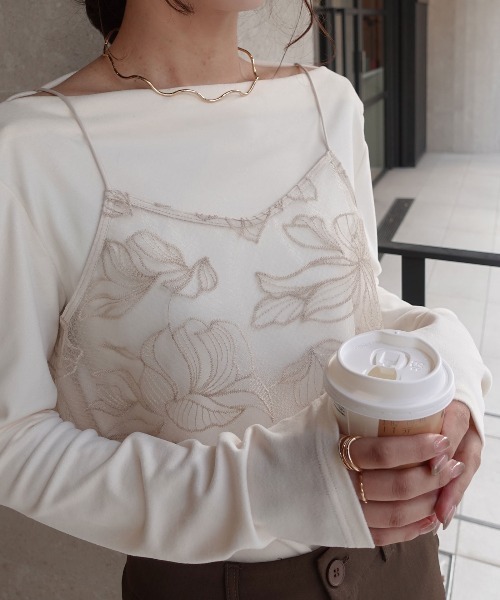 CORNERS(コーナーズ)の「チュール花柄刺繍ビスチェ【セットアップ可能】(キャミソール・レディース・ブラック/ベージュ系その他・M)」の17枚目の写真