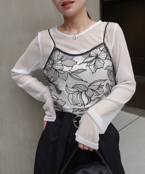 CORNERS（コーナーズ）の「チュール花柄刺繍ビスチェ【セットアップ可能】（キャミソール・レディース・ブラック/ベージュ系その他・M）」の15枚目の写真