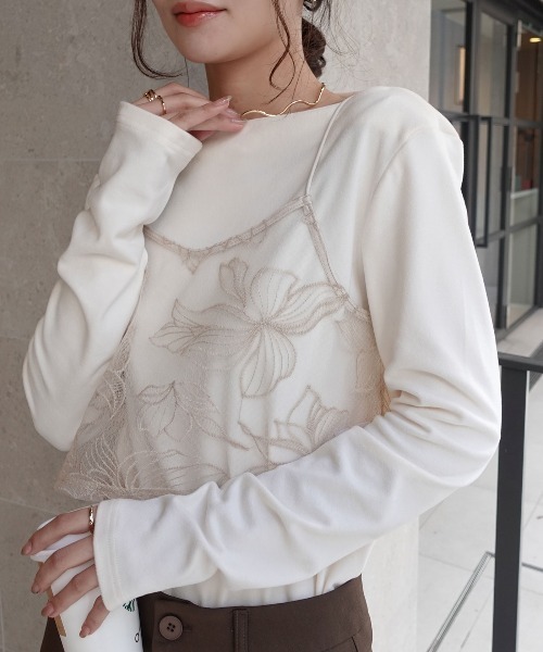 CORNERS（コーナーズ）の「チュール花柄刺繍ビスチェ【セットアップ可能】（キャミソール・レディース・ブラック/ベージュ系その他・M）」の16枚目の写真