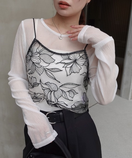 CORNERS（コーナーズ）の「チュール花柄刺繍ビスチェ（キャミソール・レディース・ブラック/ベージュ系その他・M）」の17枚目の写真