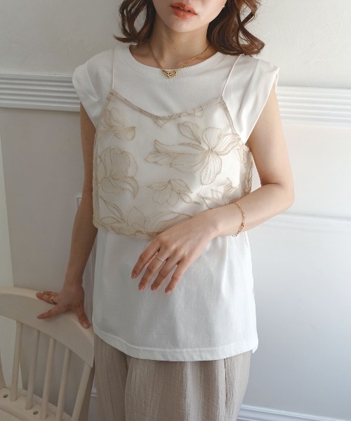 CORNERS（コーナーズ）の「チュール花柄刺繍ビスチェ（キャミソール・レディース・ブラック/ベージュ系その他・M）」の18枚目の写真