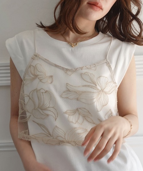CORNERS（コーナーズ）の「チュール花柄刺繍ビスチェ（キャミソール・レディース・ブラック/ベージュ系その他・M）」の19枚目の写真