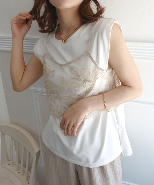 CORNERS（コーナーズ）の「チュール花柄刺繍ビスチェ（キャミソール・レディース・ブラック/ベージュ系その他・M）」の20枚目の写真