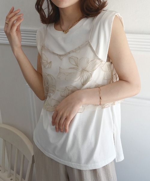 CORNERS（コーナーズ）の「チュール花柄刺繍ビスチェ（キャミソール・レディース・ブラック/ベージュ系その他・M）」の21枚目の写真