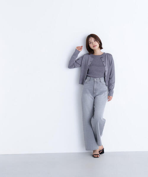NATURAL BEAUTY BASIC(ナチュラルビューティーベーシック)の「◇ベーシッククルーネックアンサンブル(カーディガン/ボレロ・レディース・チャコールグレー/ベージュ/グリーン・FREE)」の5枚目の写真