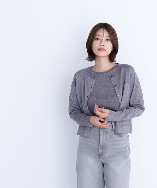 NATURAL BEAUTY BASIC(ナチュラルビューティーベーシック)の「◇ベーシッククルーネックアンサンブル(カーディガン/ボレロ・レディース・チャコールグレー/ベージュ/グリーン・FREE)」の8枚目の写真