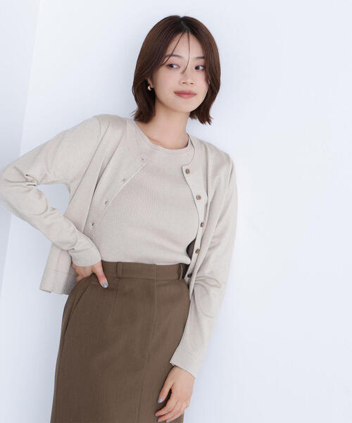 NATURAL BEAUTY BASIC(ナチュラルビューティーベーシック)の「◇ベーシッククルーネックアンサンブル(カーディガン/ボレロ・レディース・チャコールグレー/ベージュ/グリーン・FREE)」の15枚目の写真