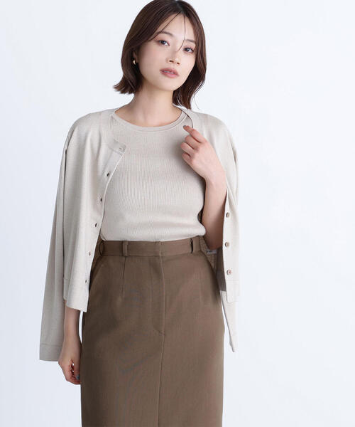 NATURAL BEAUTY BASIC(ナチュラルビューティーベーシック)の「◇ベーシッククルーネックアンサンブル(カーディガン/ボレロ・レディース・チャコールグレー/ベージュ/グリーン・FREE)」の1枚目の写真