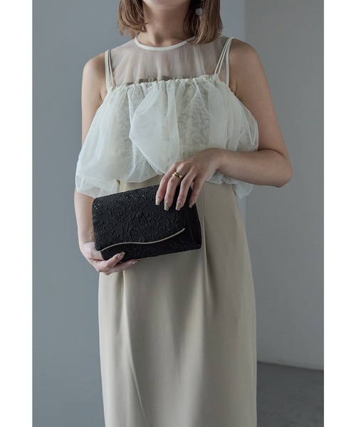 niana（ニアナ）の「スパンコール刺繍レースクラッチバッグ パーティーバッグ ミニ ショルダー 結婚式 二次会 成人式 同窓会 お呼ばれ フォーマル オケージョン（クラッチバッグ・レディース・ブラック/ベージュ・FREE）」の4枚目の写真