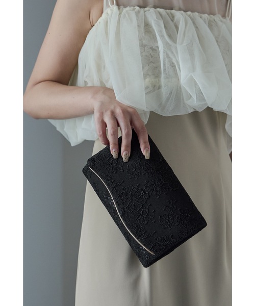 niana（ニアナ）の「スパンコール刺繍レースクラッチバッグ パーティーバッグ ミニ ショルダー 結婚式 二次会 成人式 同窓会 お呼ばれ フォーマル オケージョン（クラッチバッグ・レディース・ブラック/ベージュ・FREE）」の5枚目の写真