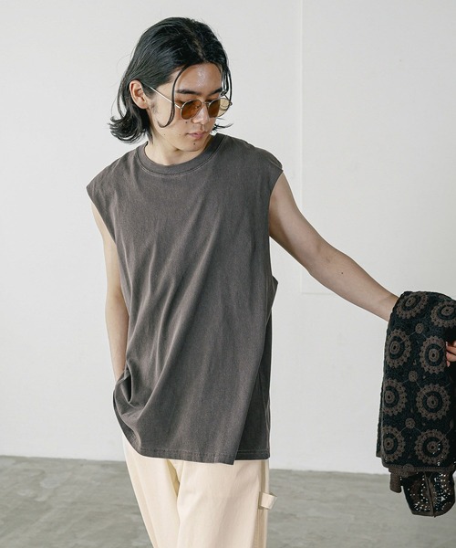 BAYFLOW(ベイフロー)の「カットオフノースリーブ(Tシャツ/カットソー・メンズ・チャコール/オフホワイト・FREE)」の7枚目の写真