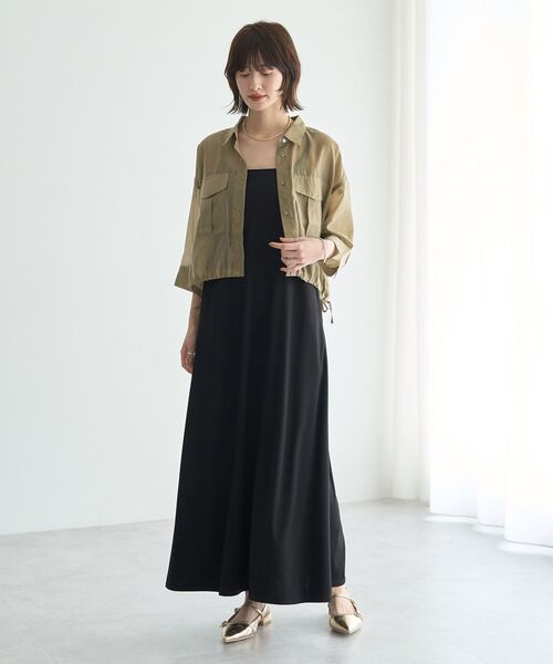 YECCA VECCA（イェッカヴェッカ）の「【2点SET】シアーシャツ×Aラインキャミワンピース（シャツワンピース・レディース・ブラック/ベージュ/パープル・FREE）」の2枚目の写真