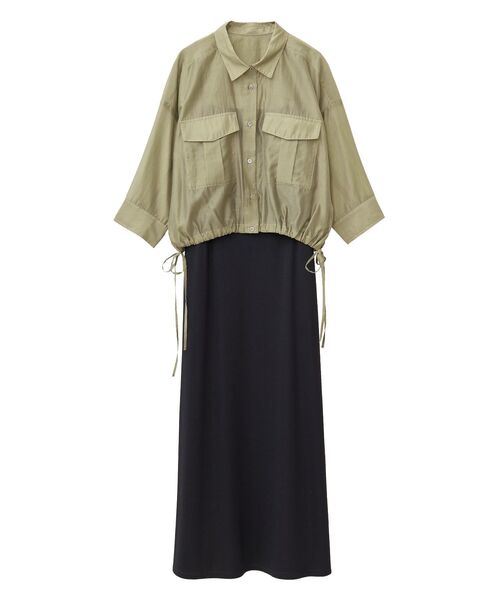 YECCA VECCA（イェッカヴェッカ）の「【2点SET】シアーシャツ×Aラインキャミワンピース（シャツワンピース・レディース・ブラック/ベージュ/パープル・FREE）」の6枚目の写真