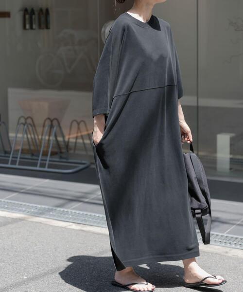 FORK&SPOON（フォークアンドスプーン）の「FORK&SPOON　モダールカノコクルーネックワンピース（ワンピース・レディース・ブラック/グリーン系その他/キャメル・1/2）」の10枚目の写真