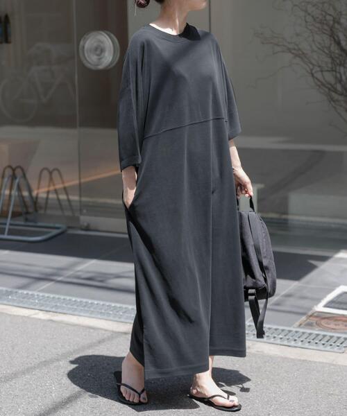 FORK&SPOON（フォークアンドスプーン）の「FORK&SPOON　モダールカノコクルーネックワンピース（ワンピース・レディース・ブラック/グリーン系その他/キャメル・1/2）」の11枚目の写真