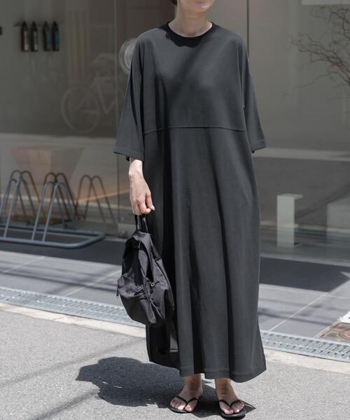 FORK&SPOON（フォークアンドスプーン）の「FORK&SPOON　モダールカノコクルーネックワンピース（ワンピース・レディース・ブラック/グリーン系その他/キャメル・1/2）」の12枚目の写真