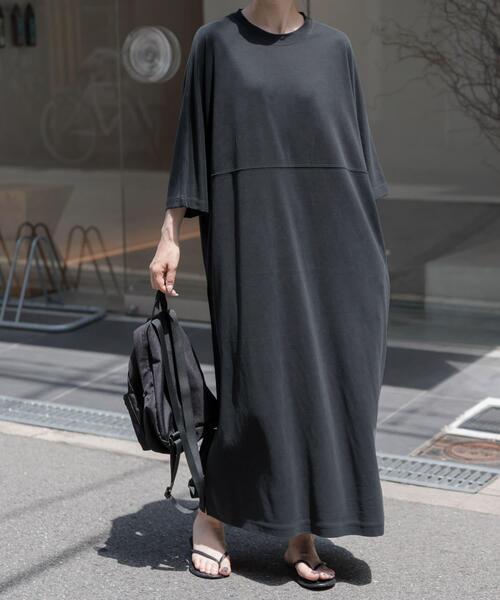 FORK&SPOON（フォークアンドスプーン）の「FORK&SPOON　モダールカノコクルーネックワンピース（ワンピース・レディース・ブラック/グリーン系その他/キャメル・1/2）」の13枚目の写真