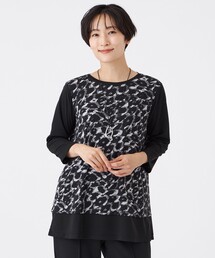 【接触冷感】【UV対策】【マシンウォッシャブル】カモフラパンサーチュニックカットソー