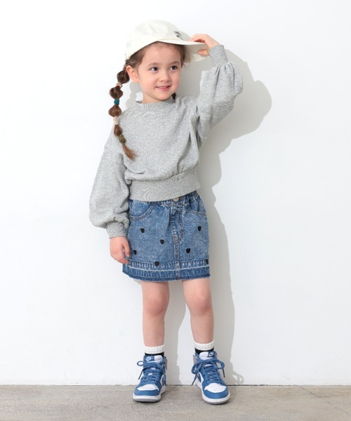 Ocean&Ground（オーシャン&グラウンド）の「Jr.ﾊｰﾄ刺繍ﾃﾞﾆﾑﾐﾆｽｶｰﾄ（デニムスカート・キッズ・ケミカルウォッシュ/ブラック・160/150）」の12枚目の写真